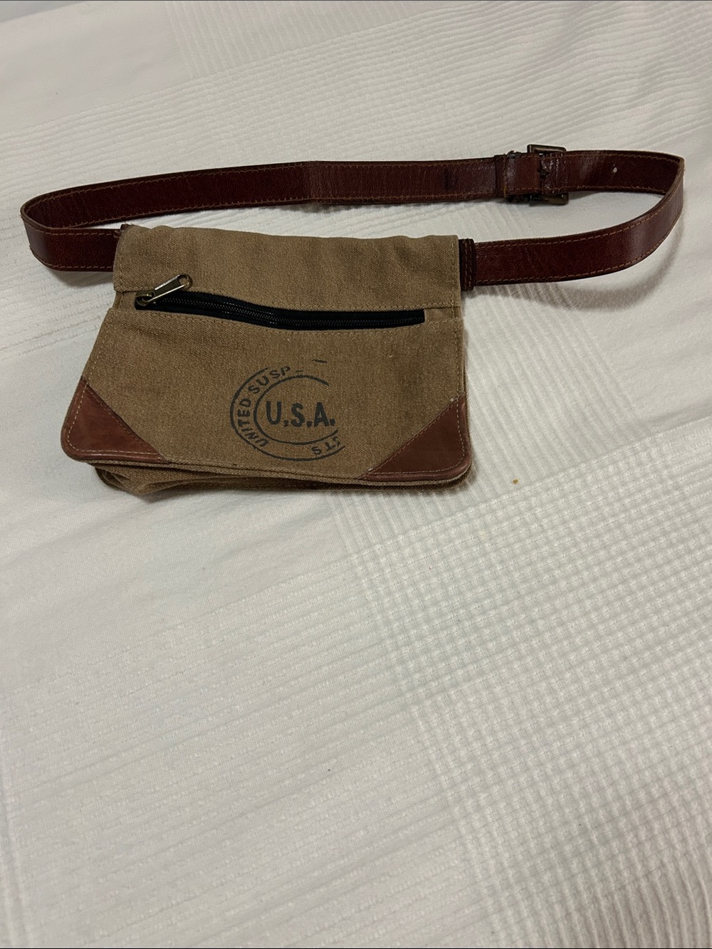 Mona B Canvas & Leather Belt Bag - Brown/Tan